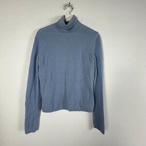 Worthington Womens Blue 100% Cashmere Turtleneck Sweater Medium Pullover Cozy
